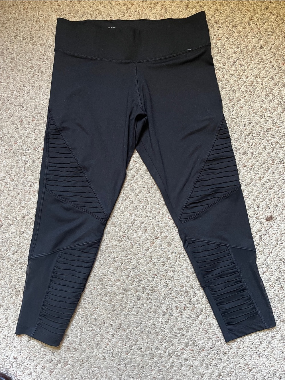 PINK Black Leggings with mesh design